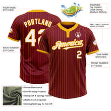 Load image into Gallery viewer, Custom Crimson Gold Pinstripe White Two-Button Unisex Softball Jersey
