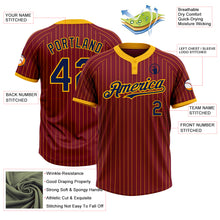 Laden Sie das Bild in den Galerie-Viewer, Custom Crimson Gold Pinstripe Navy Two-Button Unisex Softball Jersey
