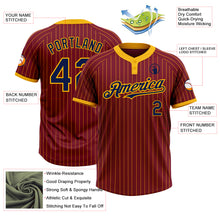Load image into Gallery viewer, Custom Crimson Gold Pinstripe Navy Two-Button Unisex Softball Jersey
