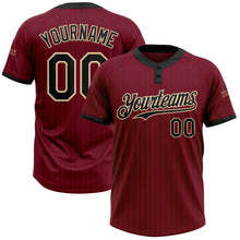 Load image into Gallery viewer, Custom Crimson Black Pinstripe Cream Two-Button Unisex Softball Jersey
