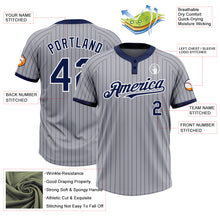 Load image into Gallery viewer, Custom Gray Navy Pinstripe White Two-Button Unisex Softball Jersey
