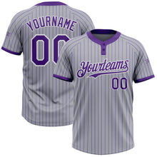 Laden Sie das Bild in den Galerie-Viewer, Custom Gray Purple Pinstripe White Two-Button Unisex Softball Jersey
