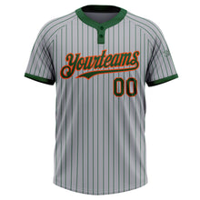 Load image into Gallery viewer, Custom Gray Green Pinstripe Orange Two-Button Unisex Softball Jersey
