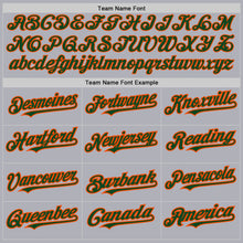 Load image into Gallery viewer, Custom Gray Green Pinstripe Orange Two-Button Unisex Softball Jersey
