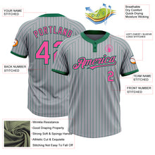 Load image into Gallery viewer, Custom Gray Kelly Green Pinstripe Pink Two-Button Unisex Softball Jersey
