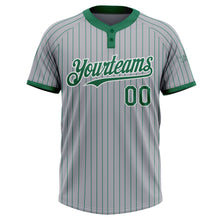Load image into Gallery viewer, Custom Gray Kelly Green Pinstripe White Two-Button Unisex Softball Jersey

