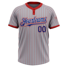 Load image into Gallery viewer, Custom Gray Red Pinstripe Roya-White Two-Button Unisex Softball Jersey

