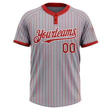 Load image into Gallery viewer, Custom Gray Red Pinstripe White Two-Button Unisex Softball Jersey
