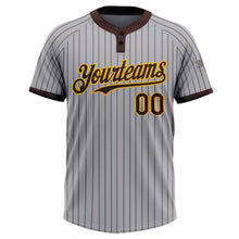 Load image into Gallery viewer, Custom Gray Brown Pinstripe Gold Two-Button Unisex Softball Jersey
