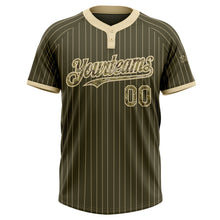 Load image into Gallery viewer, Custom Olive Cream Pinstripe Camo Salute To Service Two-Button Unisex Softball Jersey
