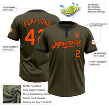 Laden Sie das Bild in den Galerie-Viewer, Custom Olive Black Pinstripe Orange Salute To Service Two-Button Unisex Softball Jersey
