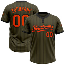 Laden Sie das Bild in den Galerie-Viewer, Custom Olive Black Pinstripe Orange Salute To Service Two-Button Unisex Softball Jersey
