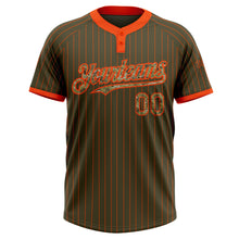 Laden Sie das Bild in den Galerie-Viewer, Custom Olive Orange Pinstripe Camo Salute To Service Two-Button Unisex Softball Jersey
