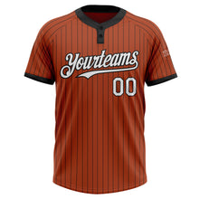 Laden Sie das Bild in den Galerie-Viewer, Custom Texas Orange Black Pinstripe White Two-Button Unisex Softball Jersey
