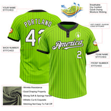 Laden Sie das Bild in den Galerie-Viewer, Custom Neon Green Black Pinstripe White Two-Button Unisex Softball Jersey
