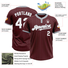 Laden Sie das Bild in den Galerie-Viewer, Custom Burgundy Gray Pinstripe White Two-Button Unisex Softball Jersey
