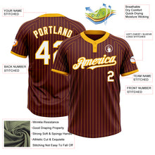 Laden Sie das Bild in den Galerie-Viewer, Custom Burgundy Gold Pinstripe White Two-Button Unisex Softball Jersey
