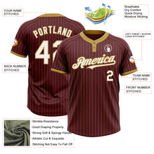 Laden Sie das Bild in den Galerie-Viewer, Custom Burgundy Old Gold Pinstripe White Two-Button Unisex Softball Jersey
