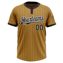 Laden Sie das Bild in den Galerie-Viewer, Custom Old Gold Black Pinstripe White Two-Button Unisex Softball Jersey
