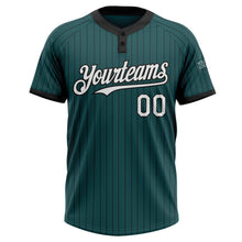Load image into Gallery viewer, Custom Midnight Green Black Pinstripe White Two-Button Unisex Softball Jersey
