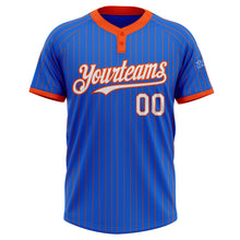 Laden Sie das Bild in den Galerie-Viewer, Custom Thunder Blue Orange Pinstripe White Two-Button Unisex Softball Jersey
