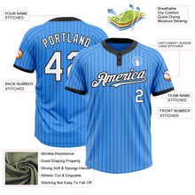 Laden Sie das Bild in den Galerie-Viewer, Custom Electric Blue Black Pinstripe White Two-Button Unisex Softball Jersey
