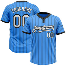 Laden Sie das Bild in den Galerie-Viewer, Custom Electric Blue Black Pinstripe White Two-Button Unisex Softball Jersey
