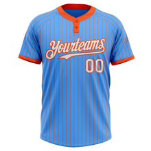 Laden Sie das Bild in den Galerie-Viewer, Custom Electric Blue Orange Pinstripe White Two-Button Unisex Softball Jersey
