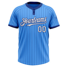 Laden Sie das Bild in den Galerie-Viewer, Custom Electric Blue Royal Pinstripe White Two-Button Unisex Softball Jersey
