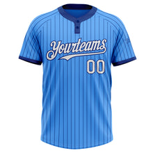 Load image into Gallery viewer, Custom Electric Blue Royal Pinstripe White Two-Button Unisex Softball Jersey
