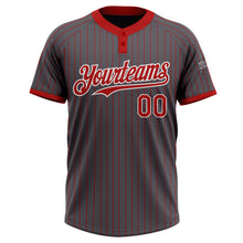 Laden Sie das Bild in den Galerie-Viewer, Custom Steel Gray Red Pinstripe White Two-Button Unisex Softball Jersey
