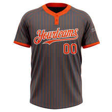 Laden Sie das Bild in den Galerie-Viewer, Custom Steel Gray Orange Pinstripe White Two-Button Unisex Softball Jersey
