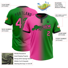 Загрузить изображение в средство просмотра галереи, Custom Grass Green Pink-Black Gradient Fashion Two-Button Unisex Softball Jersey
