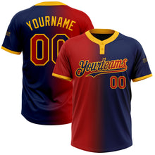 Загрузить изображение в средство просмотра галереи, Custom Navy Red-Gold Gradient Fashion Two-Button Unisex Softball Jersey
