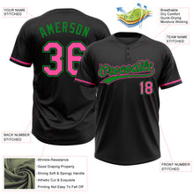 Загрузить изображение в средство просмотра галереи, Custom Black Pink-Grass Green Two-Button Unisex Softball Jersey
