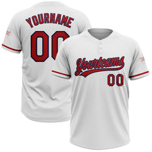 Load image into Gallery viewer, Custom White Red-Navy Two-Button Unisex Softball Jersey
