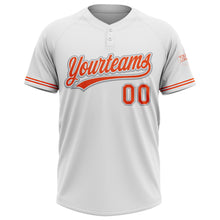 Laden Sie das Bild in den Galerie-Viewer, Custom White Orange-Gray Two-Button Unisex Softball Jersey
