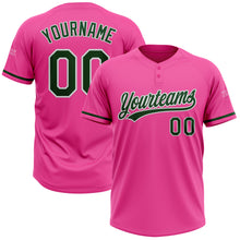 Laden Sie das Bild in den Galerie-Viewer, Custom Pink Green-White Two-Button Unisex Softball Jersey
