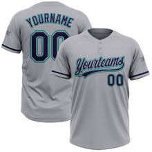 Загрузить изображение в средство просмотра галереи, Custom Gray Navy-Teal Two-Button Unisex Softball Jersey

