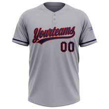 Загрузить изображение в средство просмотра галереи, Custom Gray Navy-Red Two-Button Unisex Softball Jersey
