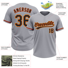 Загрузить изображение в средство просмотра галереи, Custom Gray Black Orange-Old Gold Two-Button Unisex Softball Jersey
