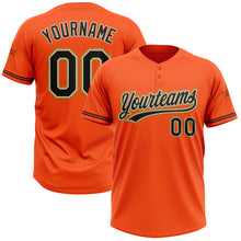 Загрузить изображение в средство просмотра галереи, Custom Orange Black Cream-Old Gold Two-Button Unisex Softball Jersey
