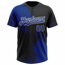 Charger l&#39;image dans la galerie, Custom Royal Black-White 3D Pattern Abstract Brush Stroke Two-Button Unisex Softball Jersey
