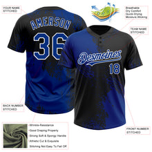 Charger l&#39;image dans la galerie, Custom Royal Black-White 3D Pattern Abstract Brush Stroke Two-Button Unisex Softball Jersey
