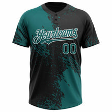 Charger l&#39;image dans la galerie, Custom Teal Black-White 3D Pattern Abstract Brush Stroke Two-Button Unisex Softball Jersey
