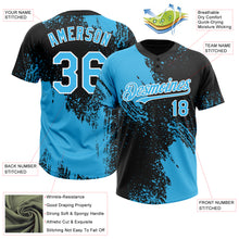 Charger l&#39;image dans la galerie, Custom Sky Blue Black-White 3D Pattern Abstract Brush Stroke Two-Button Unisex Softball Jersey
