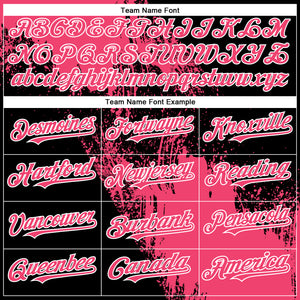 Custom Neon Pink Black-White 3D Pattern Abstract Brush Stroke Two-Button Unisex Softball Jersey