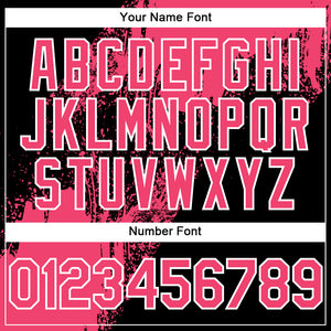 Custom Neon Pink Black-White 3D Pattern Abstract Brush Stroke Two-Button Unisex Softball Jersey