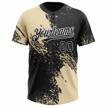 Charger l&#39;image dans la galerie, Custom Cream Black-White 3D Pattern Abstract Brush Stroke Two-Button Unisex Softball Jersey
