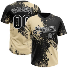 Charger l&#39;image dans la galerie, Custom Cream Black-White 3D Pattern Abstract Brush Stroke Two-Button Unisex Softball Jersey
